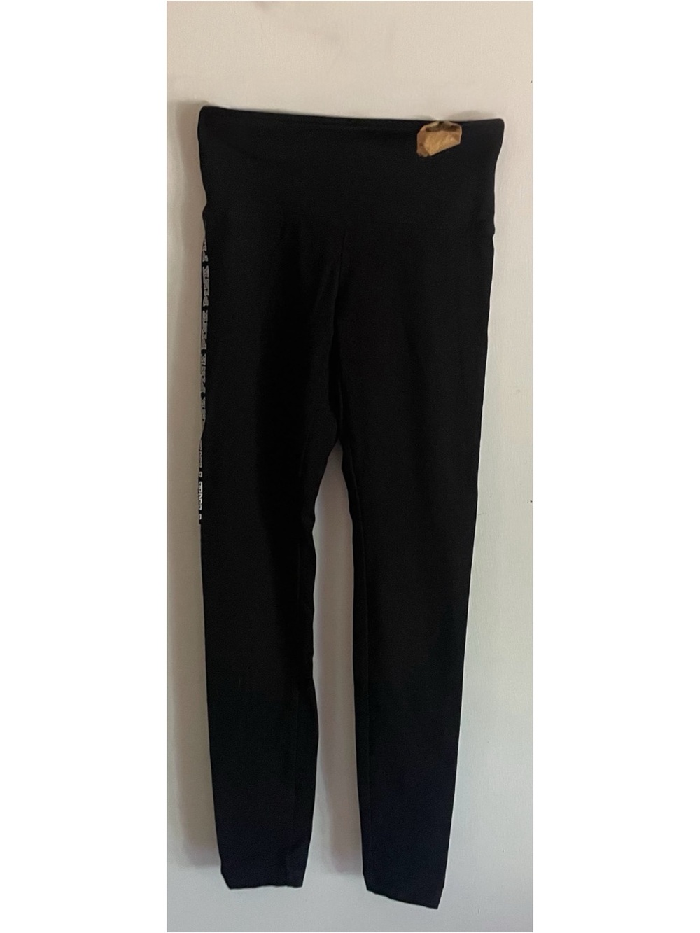 PINK Victoria's Secret Black Logo Side-Stripe Leggings